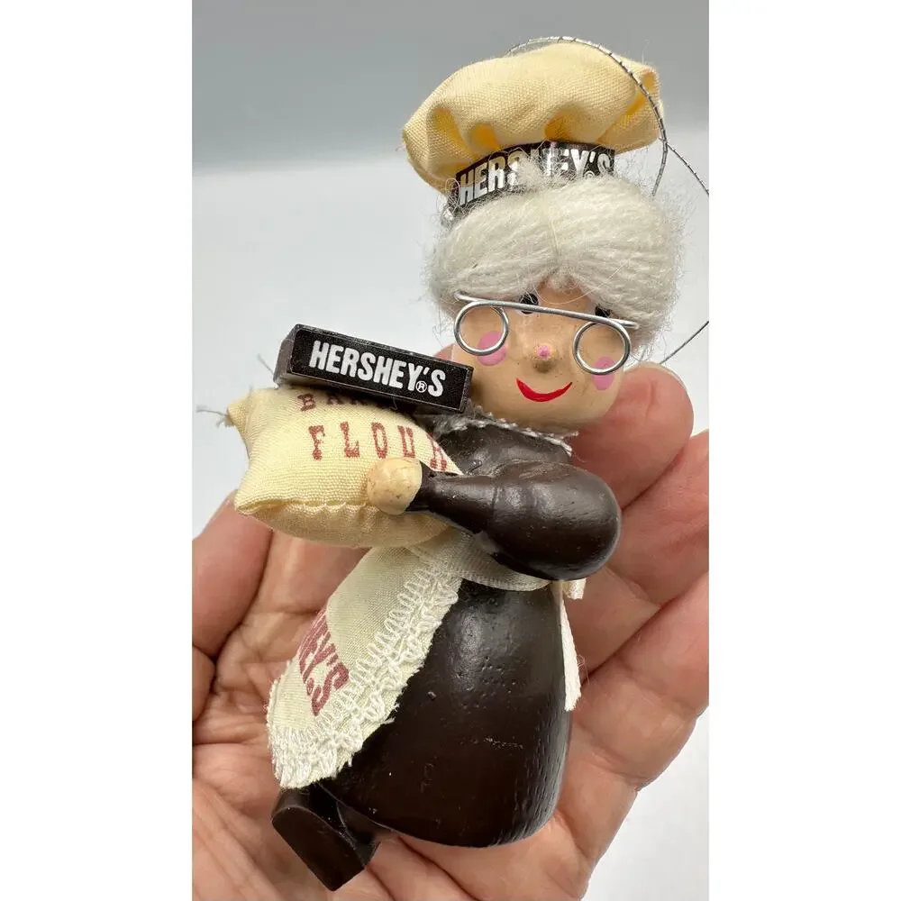 Vintage Kurt 1992 Adler Hershey’s Christmas Wood Ornaments 4pc Mr. & Mrs. Elf #3